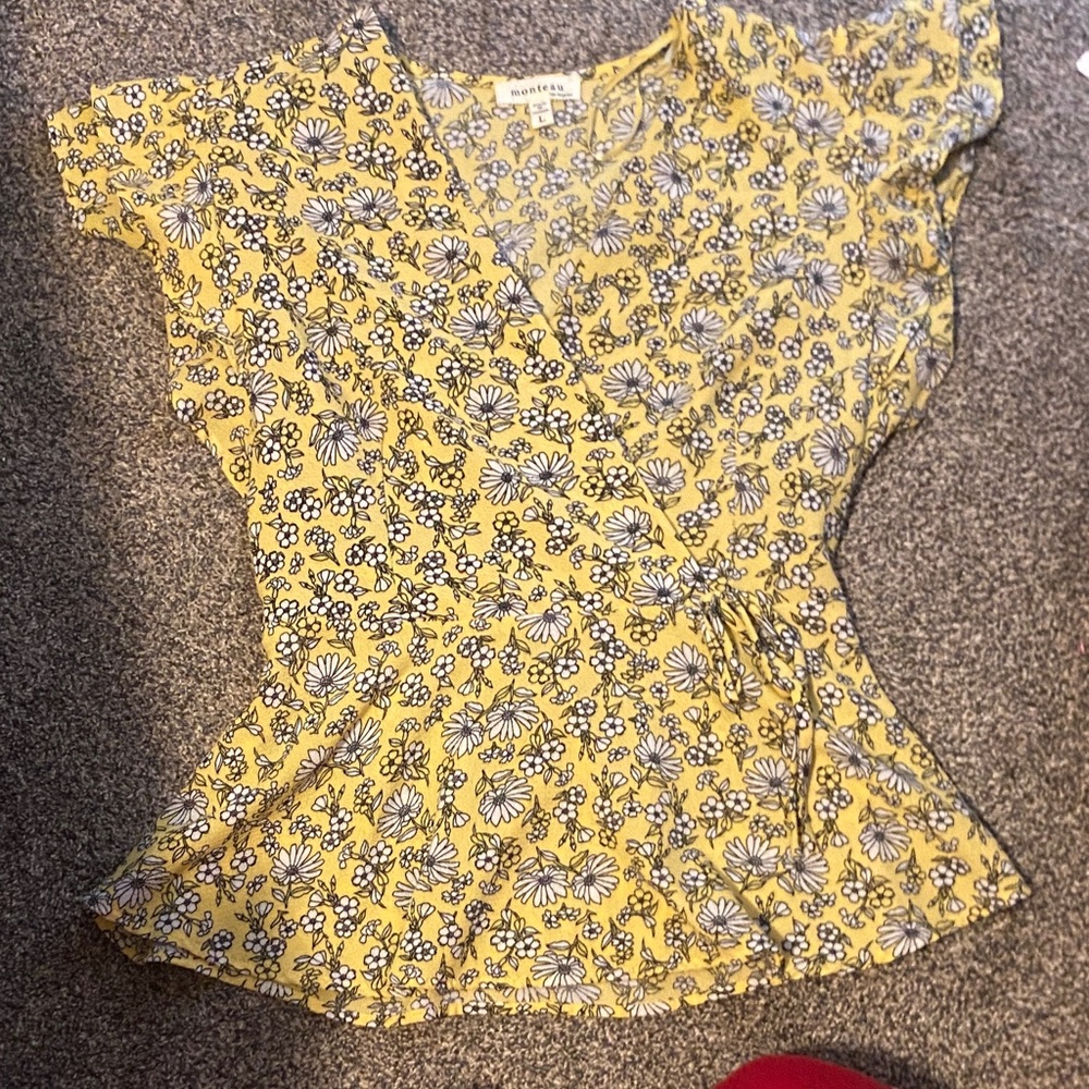 Monteau Yellow Floral Blouse
